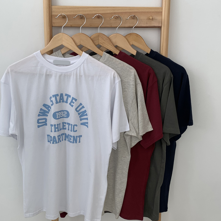 レタリングプリントラウンドネック半袖Tシャツ(5color)