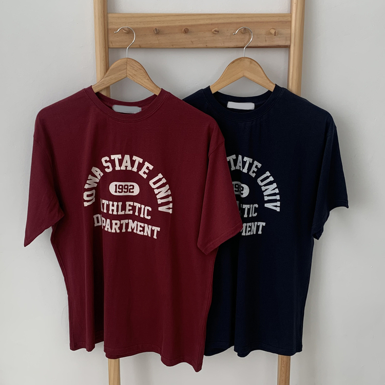 レタリングプリントラウンドネック半袖Tシャツ(5color)