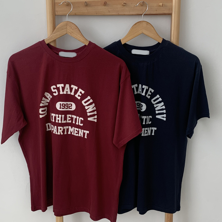 レタリングプリントラウンドネック半袖Tシャツ(5color)