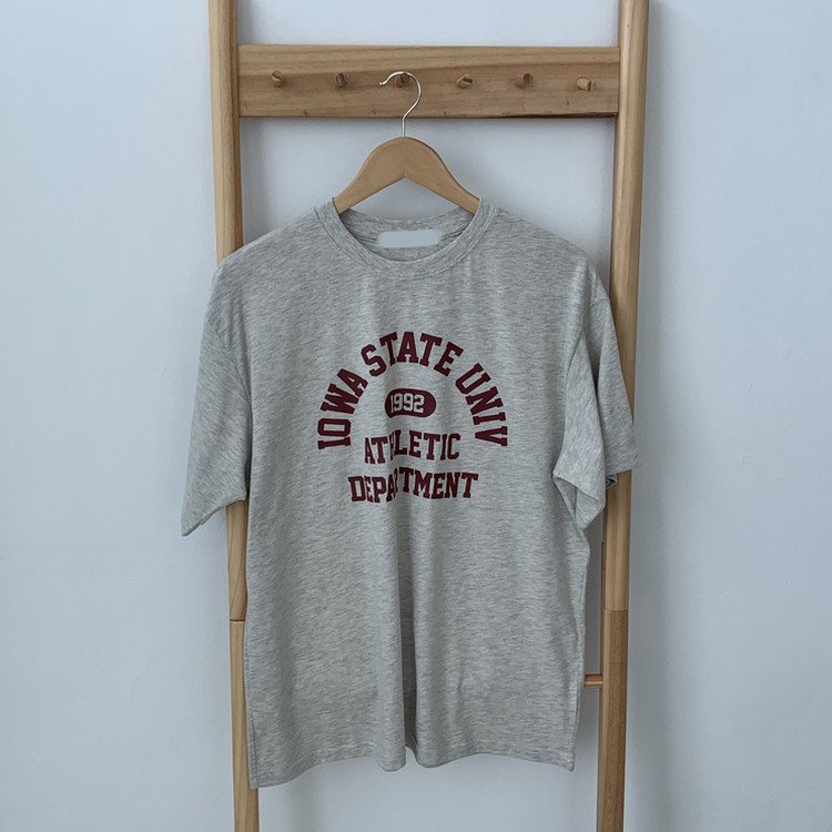 レタリングプリントラウンドネック半袖Tシャツ(5color)