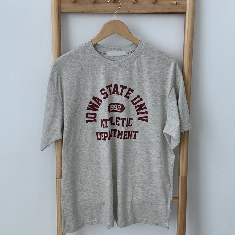 レタリングプリントラウンドネック半袖Tシャツ(5color)