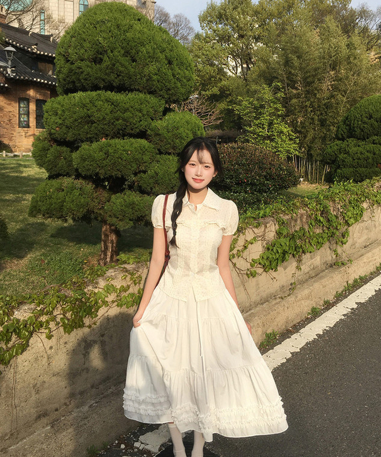 フリルレース半袖ブラウス FLOWER