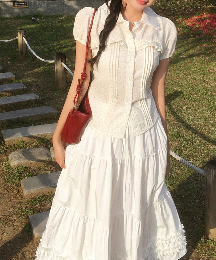 フリルレース半袖ブラウス FLOWER