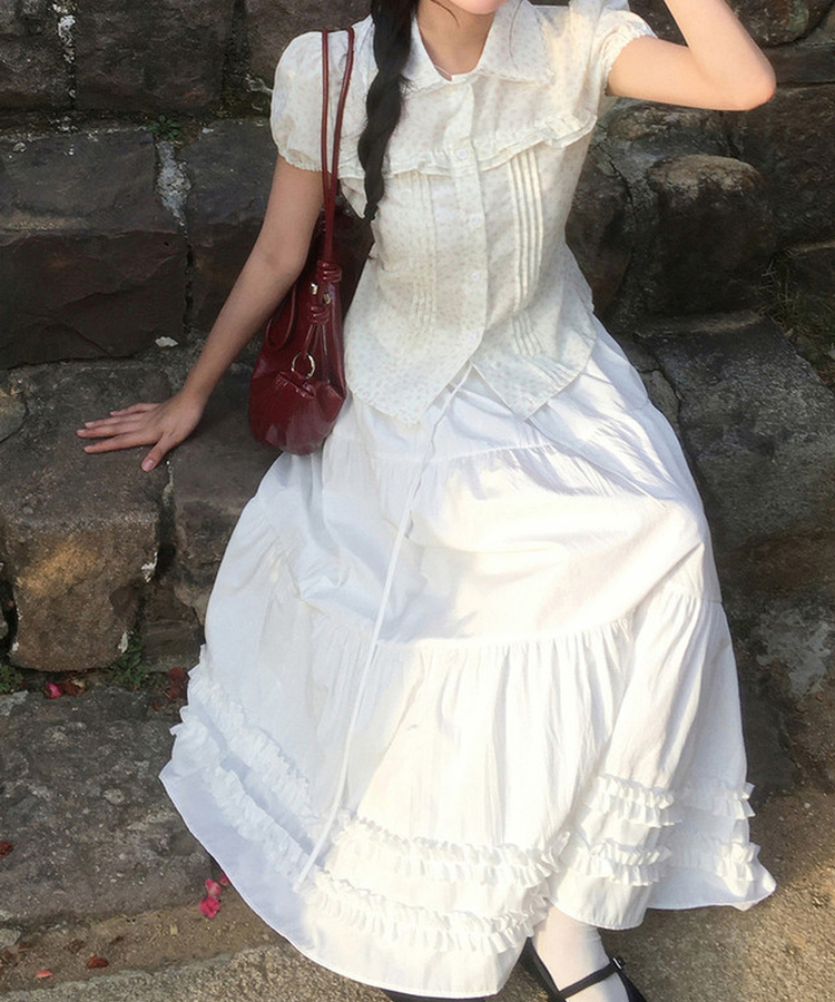 フリルレース半袖ブラウス FLOWER