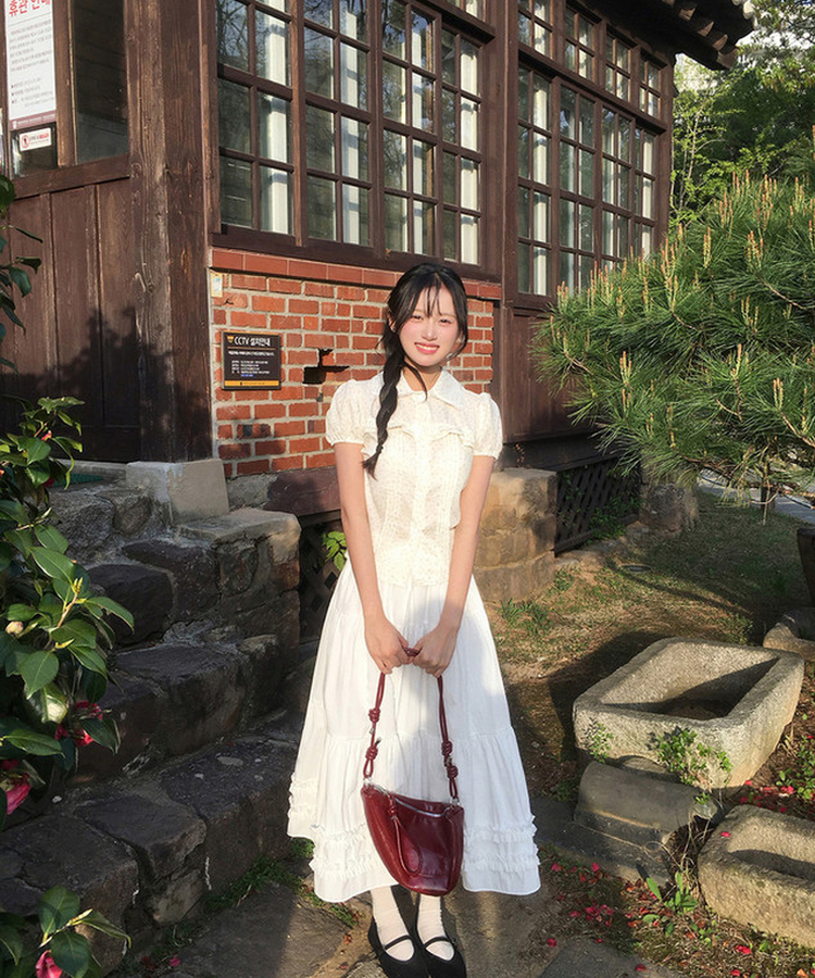 フリルレース半袖ブラウス FLOWER