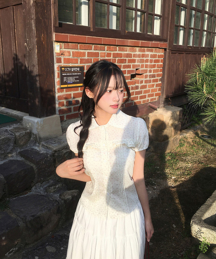 フリルレース半袖ブラウス FLOWER