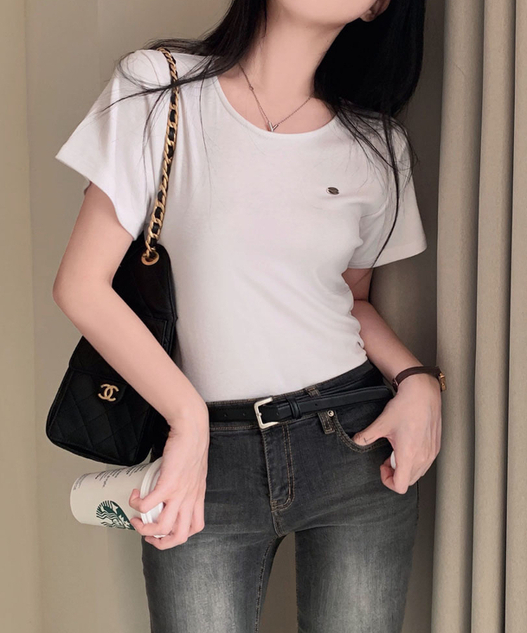 여름내내 교복 반팔티 보장온유MADE 도브 팬던트 라운드넥 스탠다드핏 베이직 반팔티