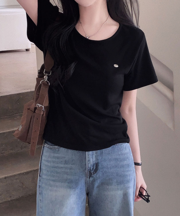 여름내내 교복 반팔티 보장온유MADE 도브 팬던트 라운드넥 스탠다드핏 베이직 반팔티