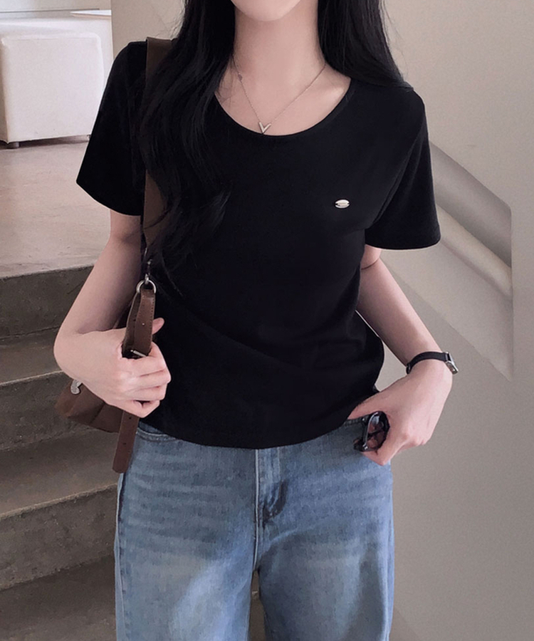 여름내내 교복 반팔티 보장온유MADE 도브 팬던트 라운드넥 스탠다드핏 베이직 반팔티