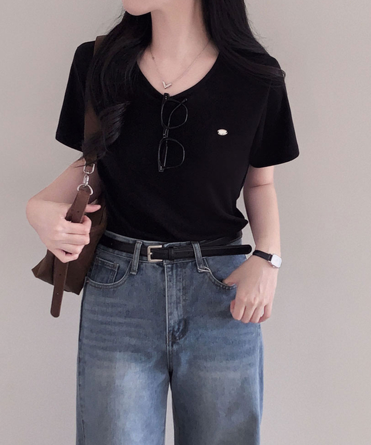 여름내내 교복 반팔티 보장온유MADE 도브 팬던트 라운드넥 스탠다드핏 베이직 반팔티