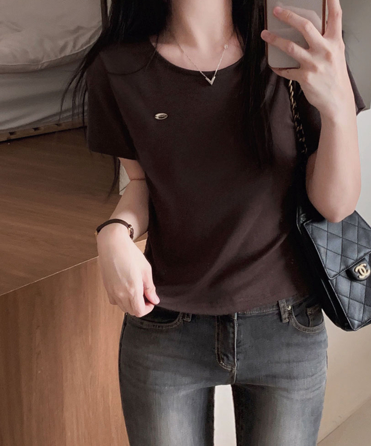 여름내내 교복 반팔티 보장온유MADE 도브 팬던트 라운드넥 스탠다드핏 베이직 반팔티