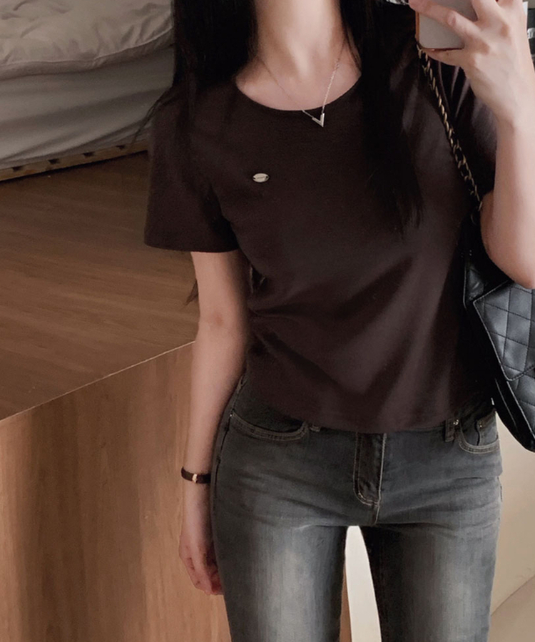 여름내내 교복 반팔티 보장온유MADE 도브 팬던트 라운드넥 스탠다드핏 베이직 반팔티