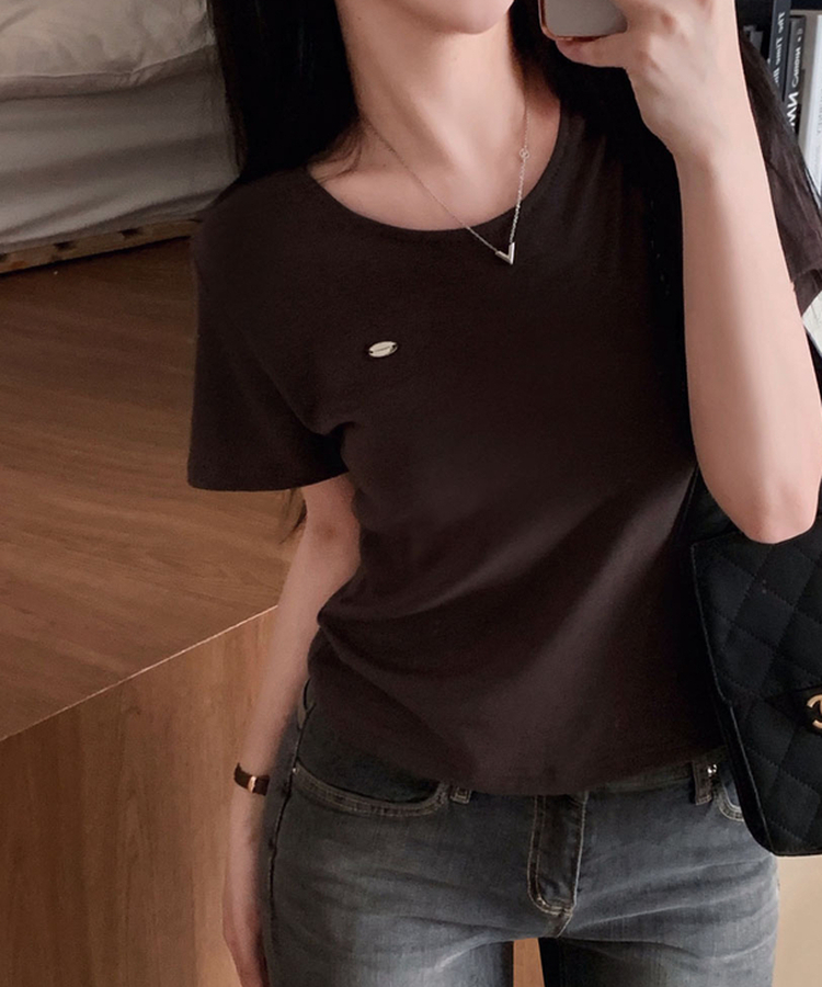 여름내내 교복 반팔티 보장온유MADE 도브 팬던트 라운드넥 스탠다드핏 베이직 반팔티