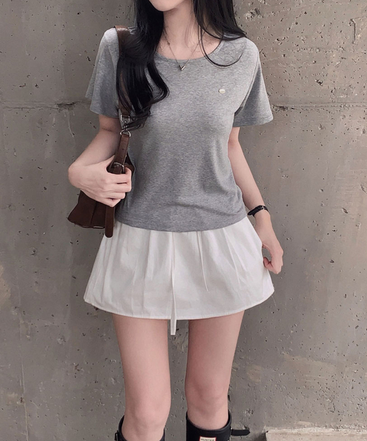 여름내내 교복 반팔티 보장온유MADE 도브 팬던트 라운드넥 스탠다드핏 베이직 반팔티