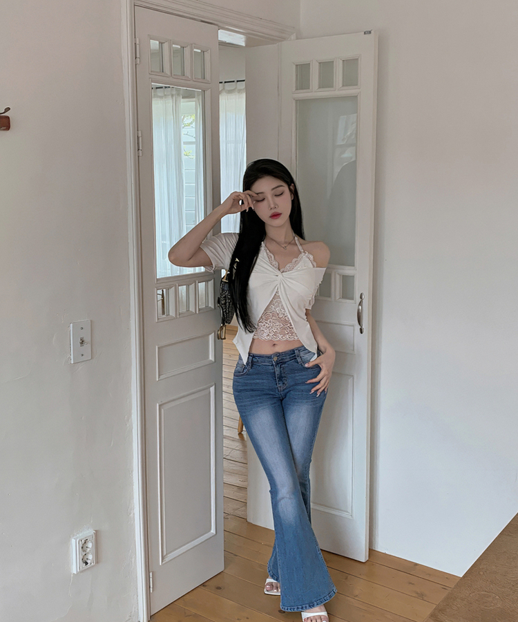 ロウライズブーツカットジーンズ MID DENIM