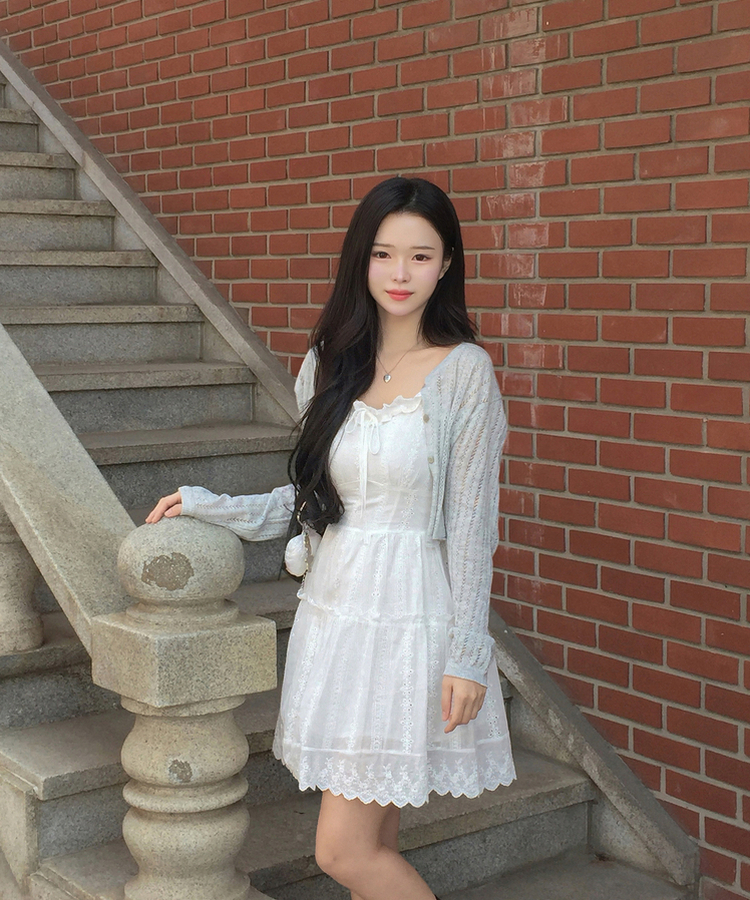 フリルパンチングキャミソールワンピース WHITE