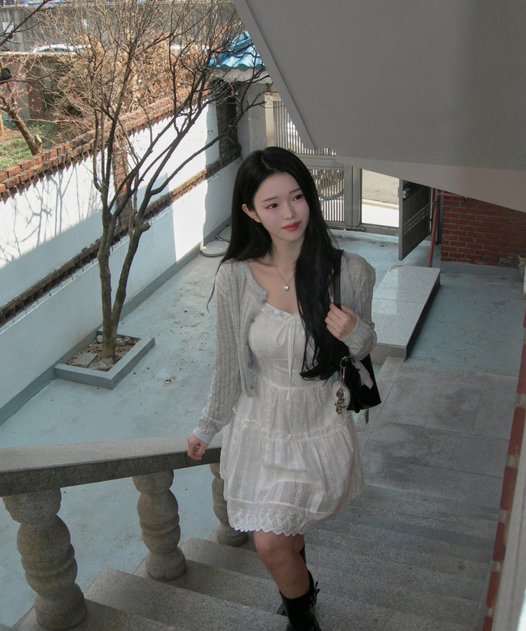 フリルパンチングキャミソールワンピース WHITE