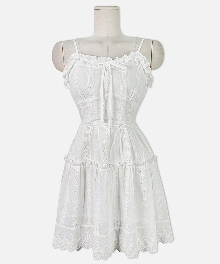 フリルパンチングキャミソールワンピース