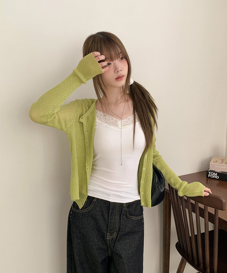 Vネックレースキャミソール(8color) WHITE