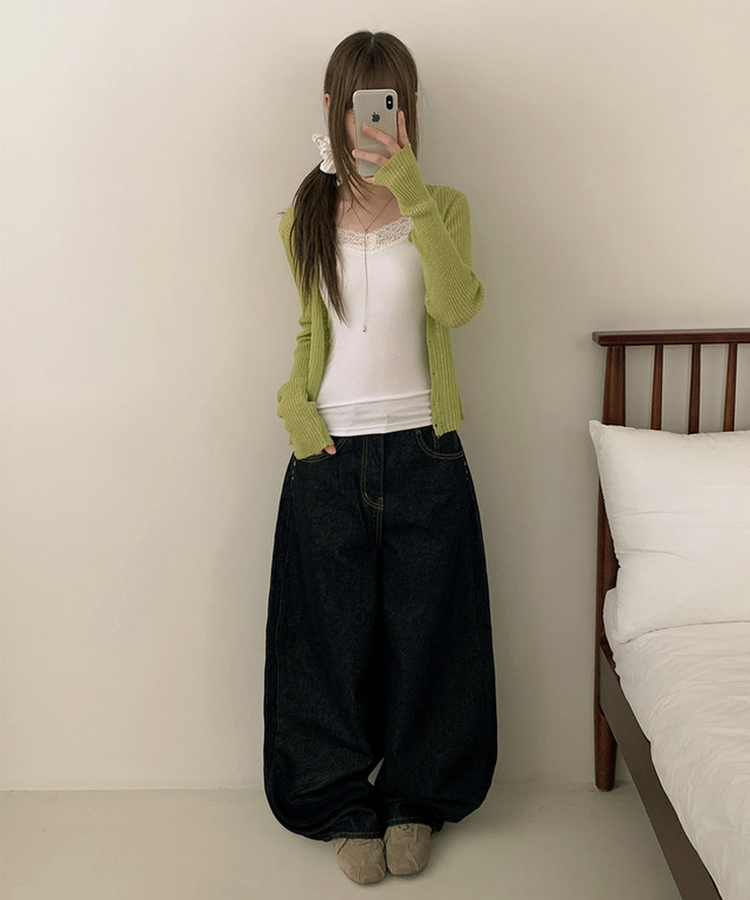 Vネックレースキャミソール(8color) WHITE