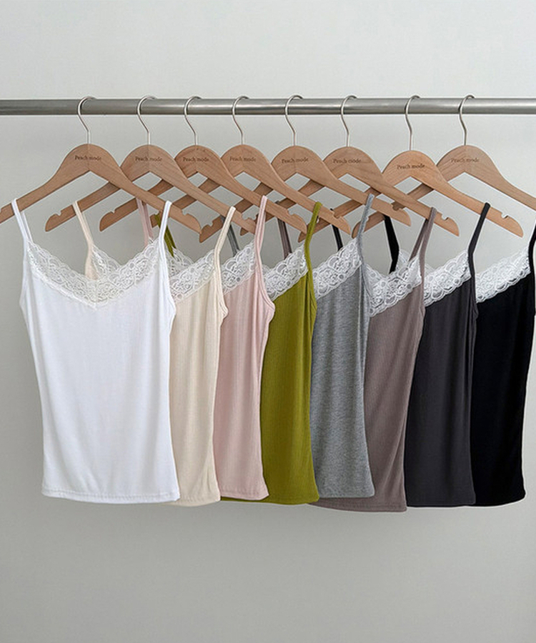 Vネックレースキャミソール(8color)