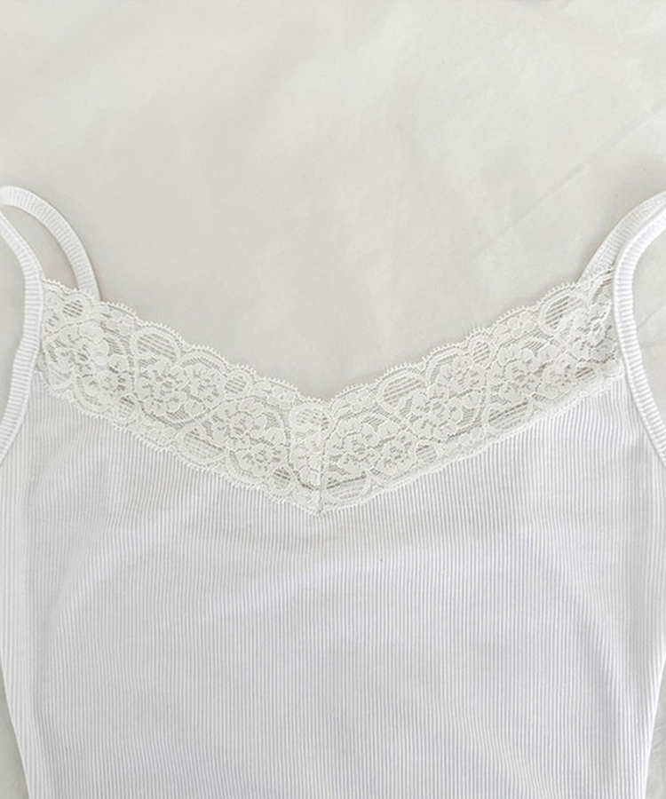 Vネックレースキャミソール(8color)