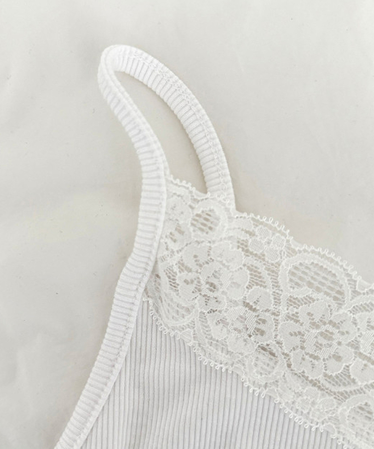 Vネックレースキャミソール(8color)