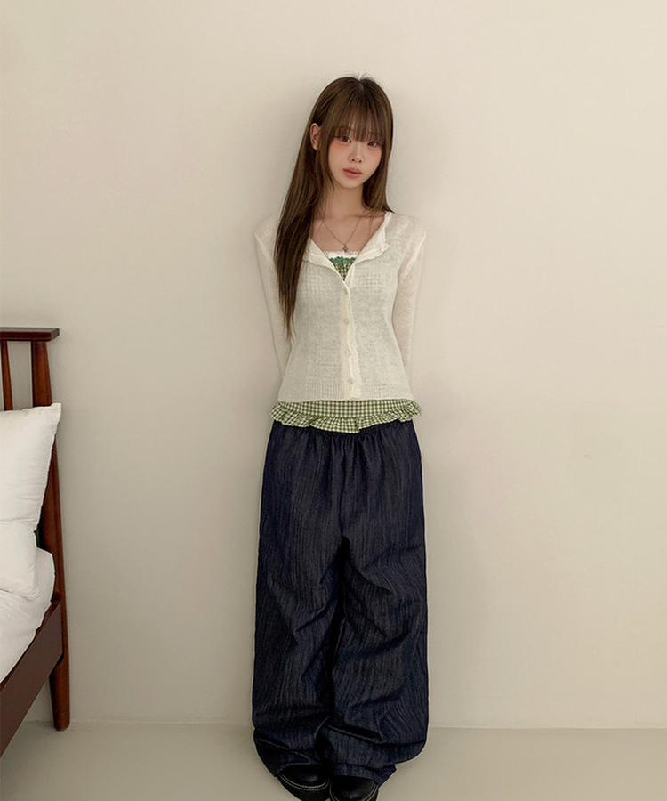 レースクロップニットカーディガン(6color) IVORY