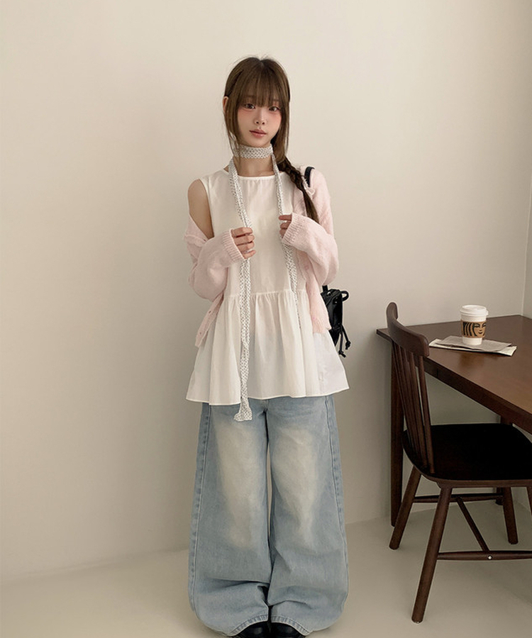 レースクロップニットカーディガン(6color) PINK