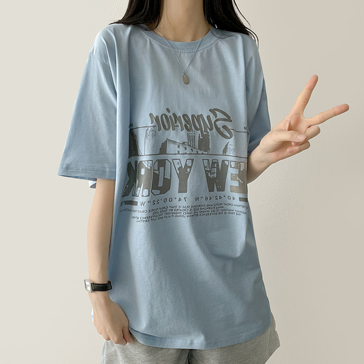 レタリングビック半袖Tシャツ SKY BLUE