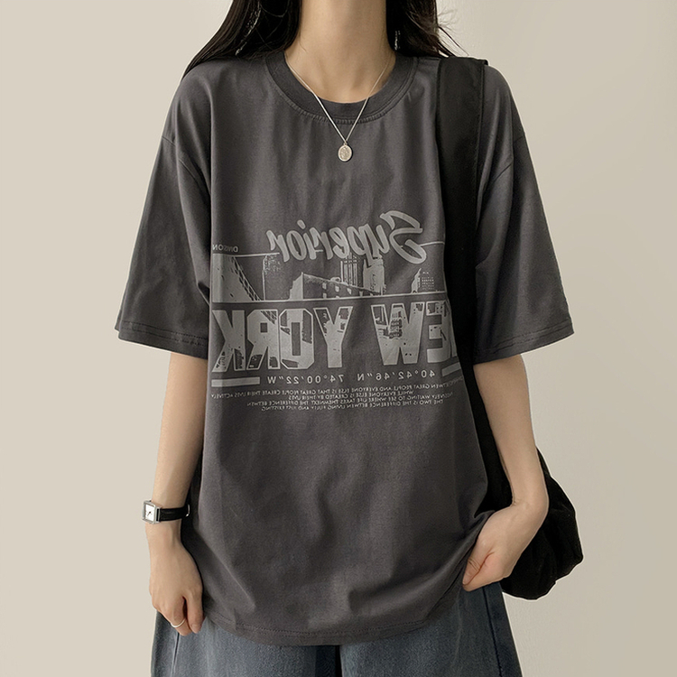 レタリングビック半袖Tシャツ CHARCOAL