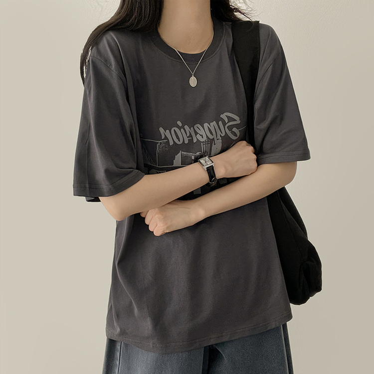 レタリングビック半袖Tシャツ CHARCOAL