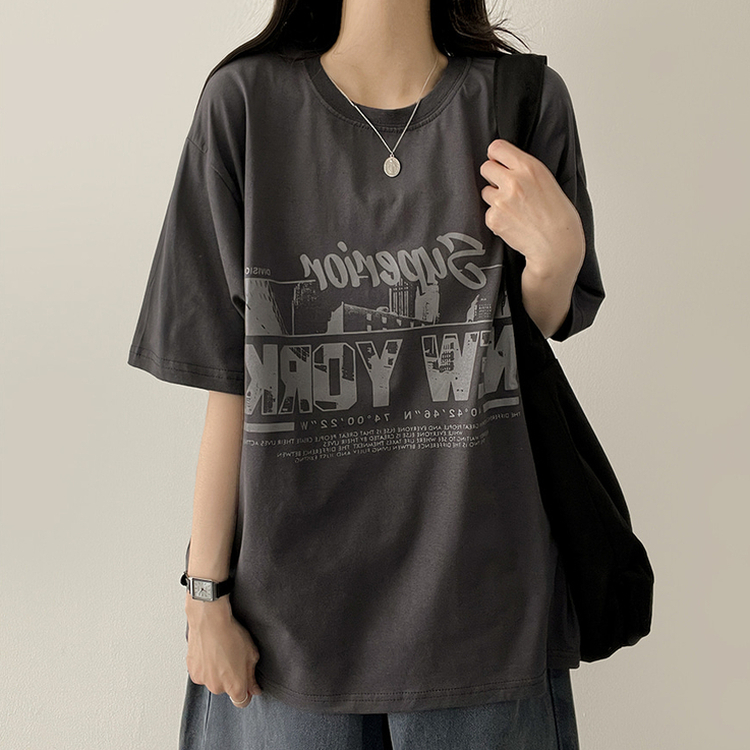 レタリングビック半袖Tシャツ CHARCOAL