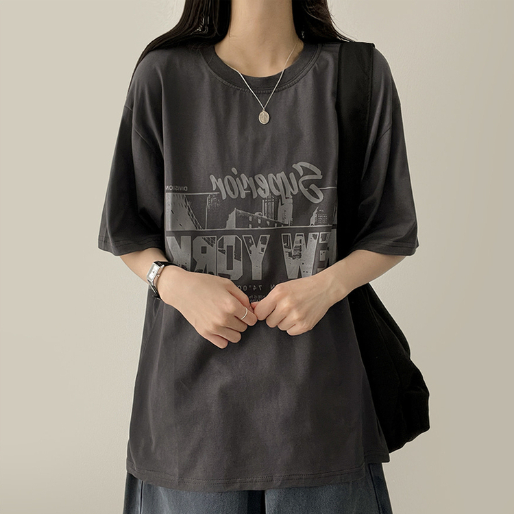 レタリングビック半袖Tシャツ CHARCOAL