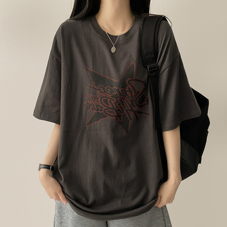 スタープリント半袖Tシャツ CHARCOAL
