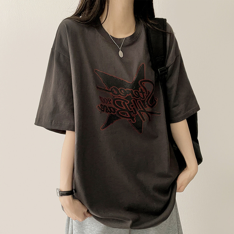 スタープリント半袖Tシャツ CHARCOAL