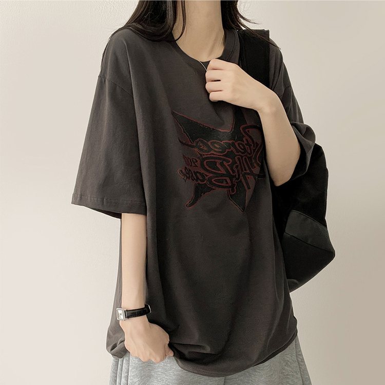 スタープリント半袖Tシャツ CHARCOAL