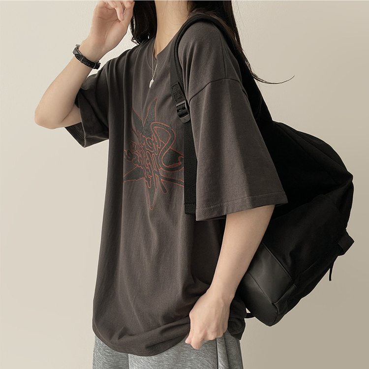 スタープリント半袖Tシャツ CHARCOAL