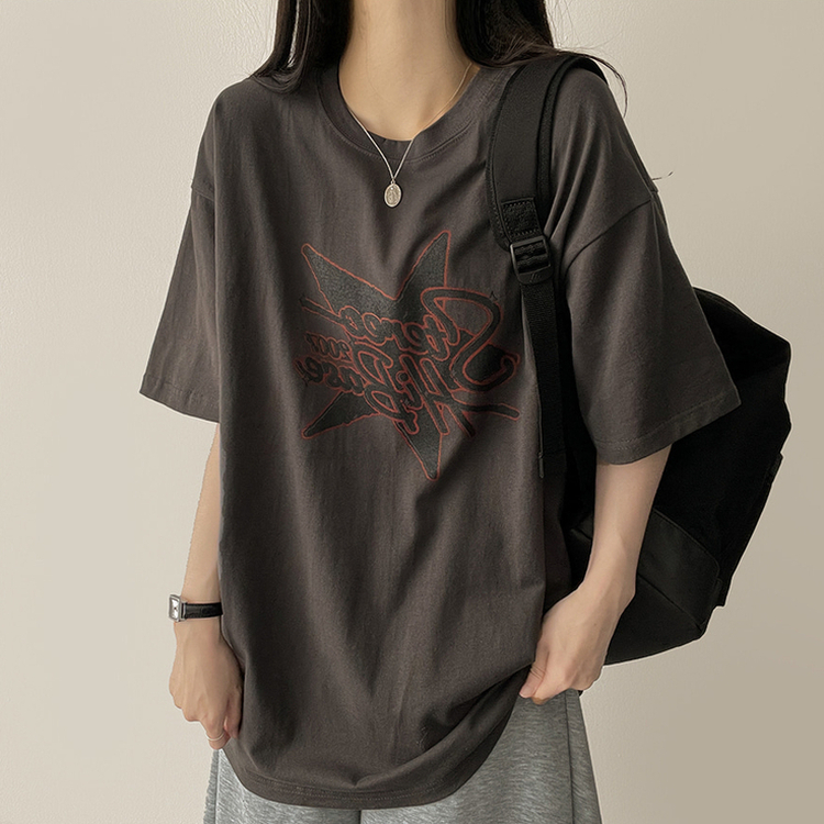 スタープリント半袖Tシャツ CHARCOAL