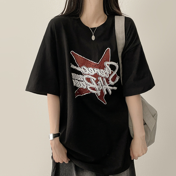 スタープリント半袖Tシャツ BLACK