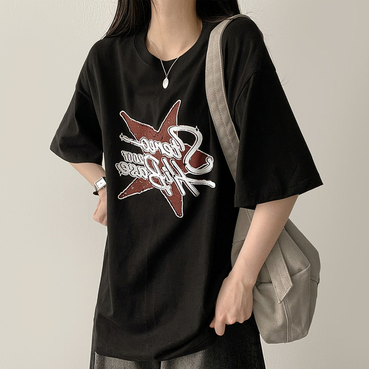 スタープリント半袖Tシャツ BLACK
