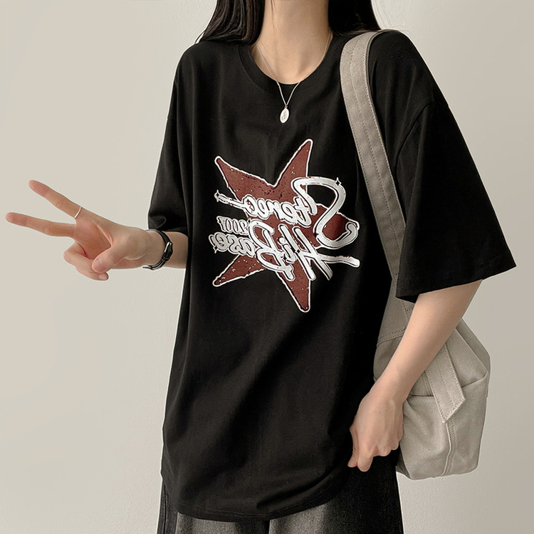 スタープリント半袖Tシャツ BLACK