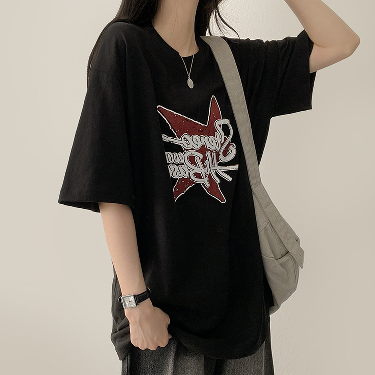 スタープリント半袖Tシャツ BLACK