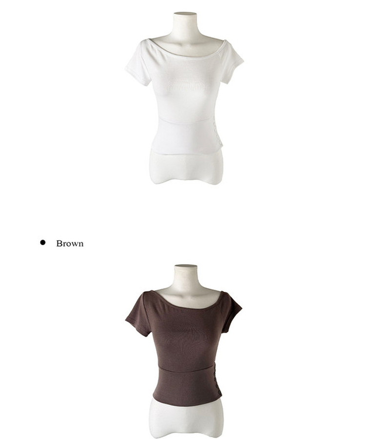 スリムワンショルダー半袖Tシャツ