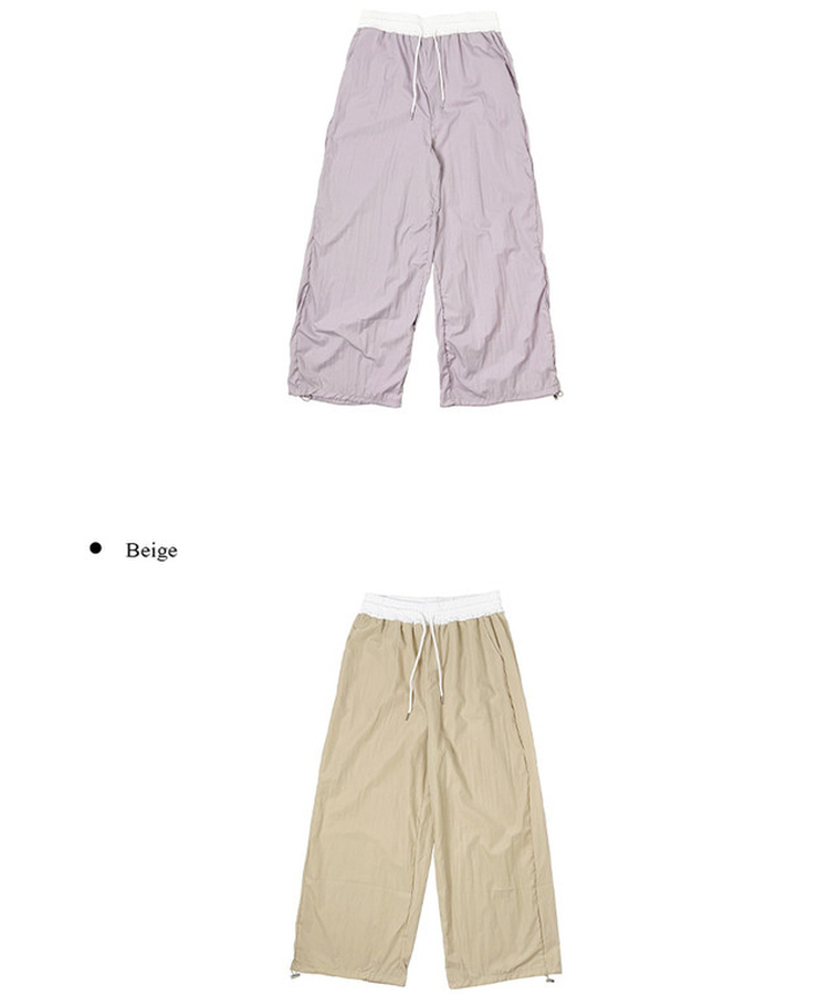 カジュアルバイカラーワイドパンツ