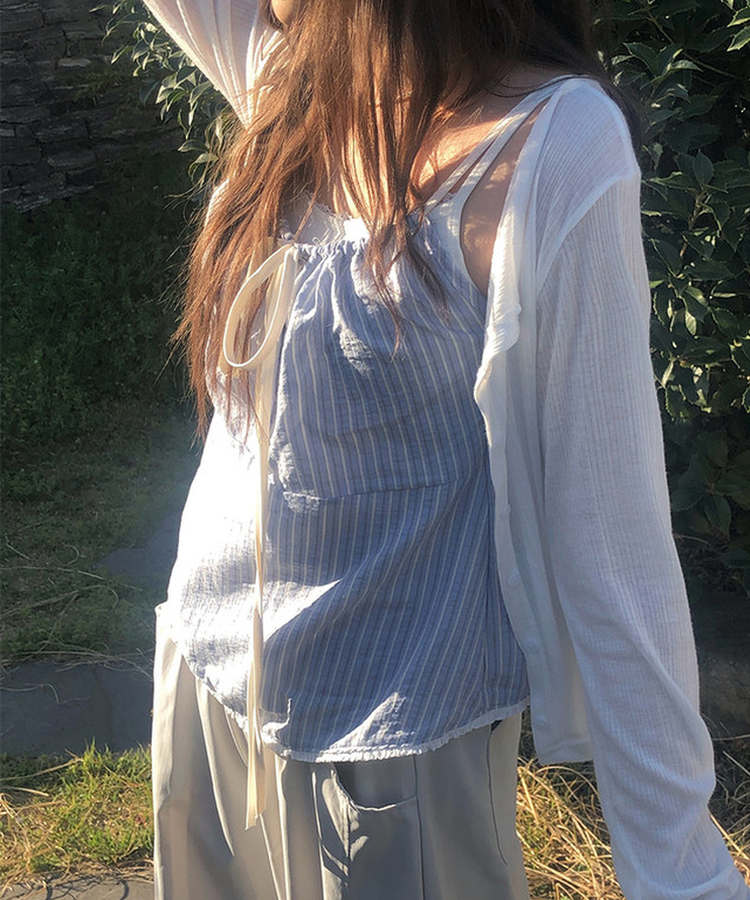 ストライプシャーリングキャミソール SKY BLUE