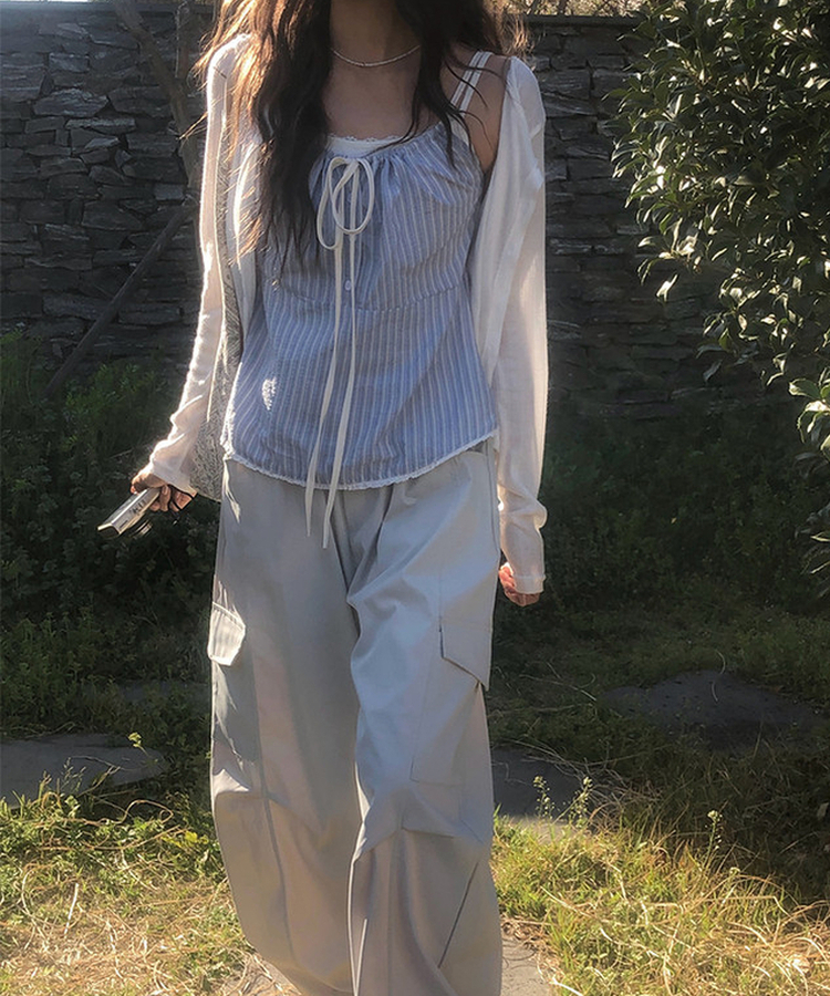 ストライプシャーリングキャミソール SKY BLUE