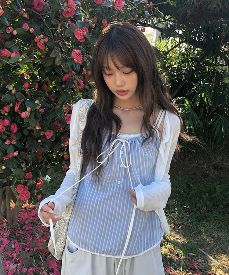 ストライプシャーリングキャミソール SKY BLUE