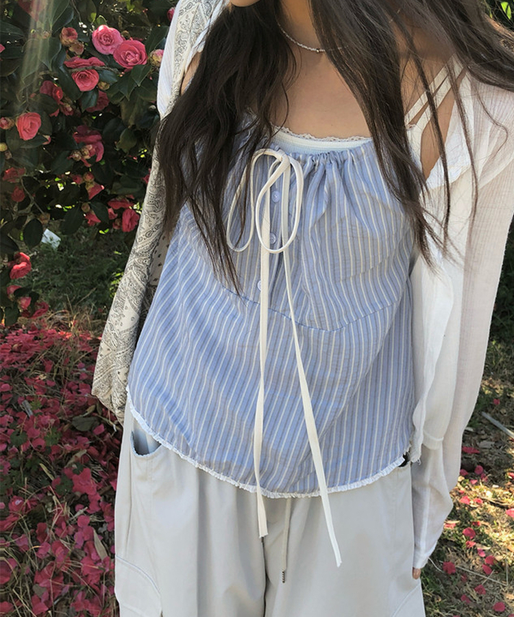 ストライプシャーリングキャミソール SKY BLUE