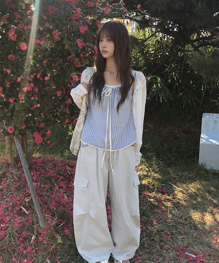 ストライプシャーリングキャミソール SKY BLUE